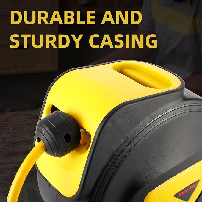 8MILELAKE Retractable Auto Rewind Air Hose Reel Wall Mount Tool Air Compressor 33ft x5/16inches 180 degree rotation Air Hose Reel