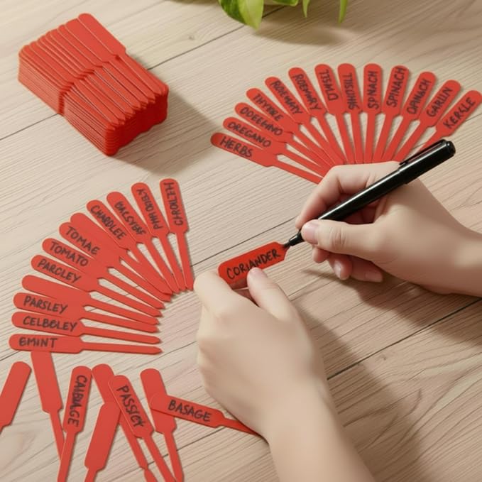 Novabright 500 Pcs Plastic Plant Labels 5 Inch Plant Name Tags for Seedlings Garden Waterproof Plants Markers Nursery Plastic Planting Tags Seed Label for Outdoor Garden Label Pot Stakes(Red)