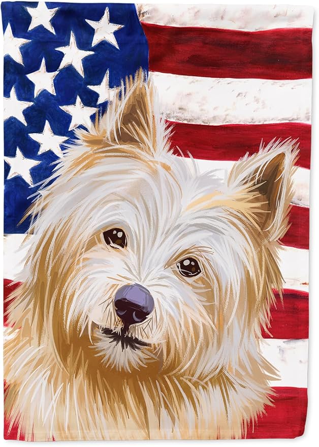 Caroline's Treasures CK6633CHF Norwich Terrier Dog American Flag House Flag Large Porch Sleeve Pole Decorative Outside Yard Banner Artwork Wall Hanging, Polyester, House Size, Multicolor