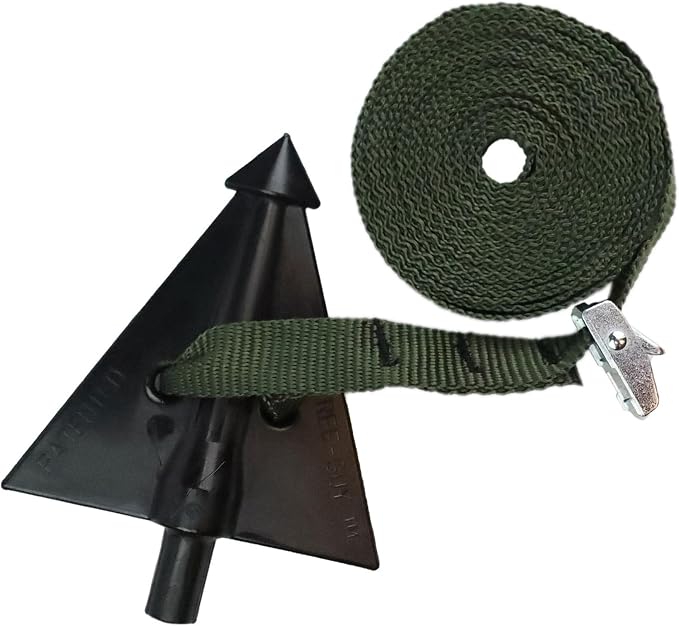 Pelican Rope Tree Guy Tree Tie Staking Anchor and Strap Kit 3 Pack, 12 ft Guy Line with Tree Staking System, Cam Lock