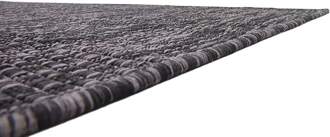 Unique Loom Collection Casual Transitional Solid Heathered Indoor/Outdoor Flatweave Area Rug (7' 1" x 10' Rectangle, Black/Ivory)