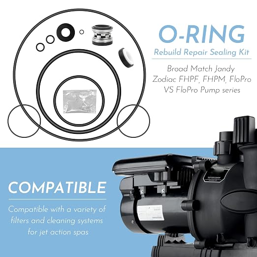 O-Ring Rebuild Repair Kit, for Jandy,Zodiac,FloPro & VS FloPro,FHPF, FHPM | Pool Pump Seal Gasket,Valve Kit,Diffuser/Impeller/Backplate/Tail Piece/Union/Drain Plug/Trap Lid (O-Ring) PS-3890 Shaft Seal