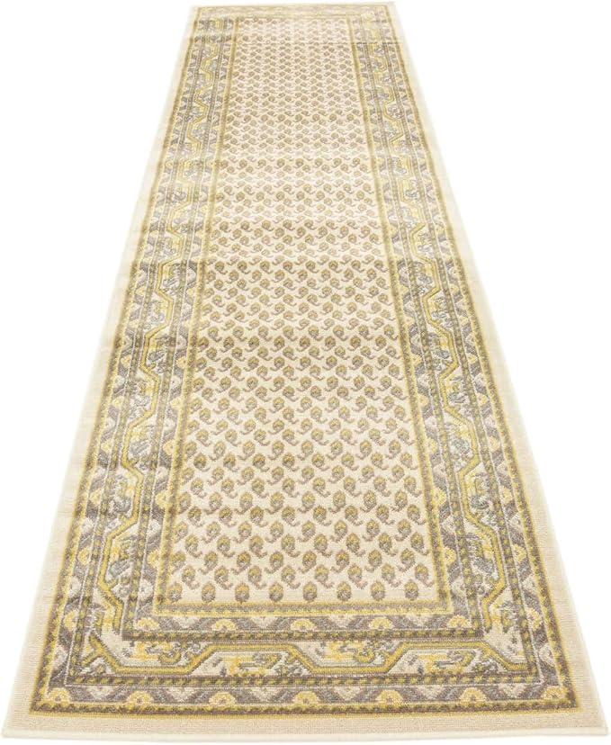 Unique Loom Williamsburg Collection Traditional Border with Dotted Center Area Rug, Runner 2' 9" x 9' 10", Beige/Yellow