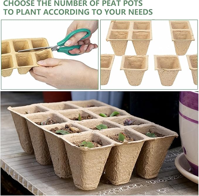 120 Cells Seed Starter Tray, 10 Pack Plant Starter Kit | Biodegradable Germination Seed Starter Kit with 100 Labels for Seedlings, Indoor and Outdoor Gardening and Seed Starting