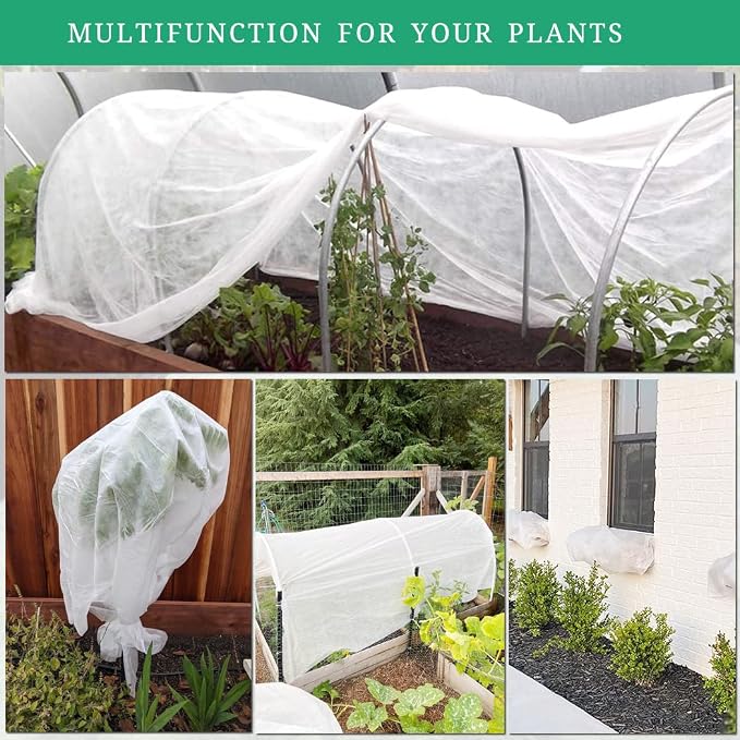 Plant Covers Freeze Protection with Ultra Fine Mesh Reusable Floating Row Cover for Plants Vegetables Flowers Fruits Frost Sun Protection 1.2oz/yd² (8x33ft)
