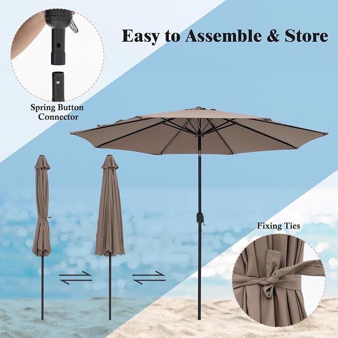Giantex 10ft Outdoor Patio Umbrella, Market Table umbrella w/Tilt Adjustment and Crank, 180G Polyester, Garden Canopy for Deck Backyard Pool Indoor Outdoor
