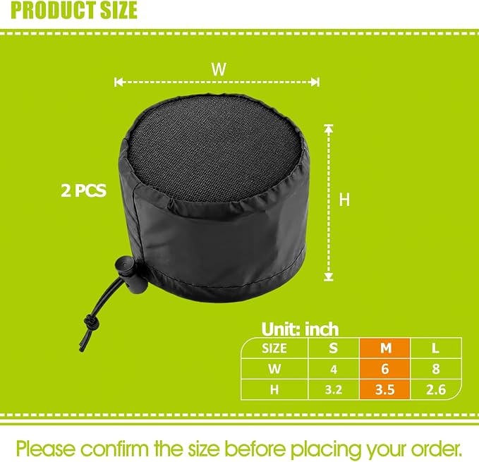 Grow Tent Vent Covers - 4"/6"/8" Dustproof Duct Filter Vent Cover with Elastic Band & Fixed Buckle for Plant Grow Tent Accessories, 2 Pcs (6")