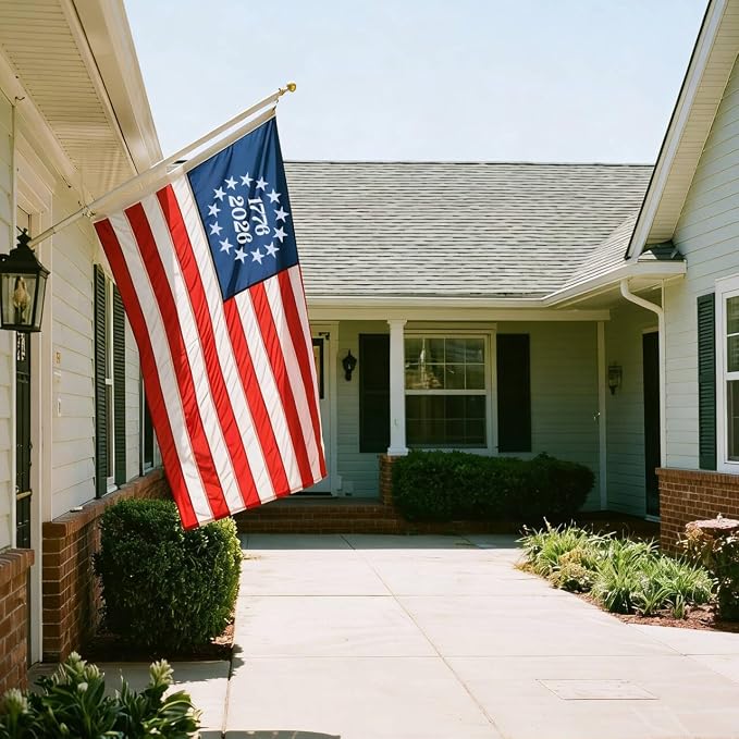 1776-2026 USA Anniversary Flag for Outside, Heavy Duty 1776 Style US Flag with Embroidered Stars, Sewn Stripes, 4-Row Reinforced Stitching, Waterproof Windproof Fade Resistant UV Protected All Weather Patriotic Outdoor USA Flag