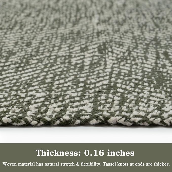Sage Green Bathroom Runner Rug, Machine Washable Kitchen Rugs | 2'x5' Boho Hand-Woven Entryway Rugs Runners for Hallway, Modern Farmhouse Laundry Carpet Indoor Front Door Mat for Bedroom