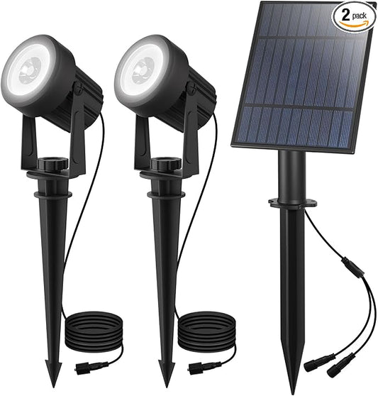 T-SUN Solar Spotlights Outdoor Waterproof, 2-in-1 Solar Landscape Spotlights LED Garden Spot Lights for Yard Tree Garden Pond Pool Area (White)