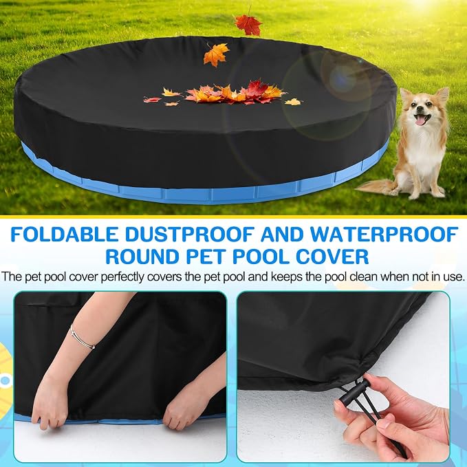 Foldable Dog Pool, 87in Large Sprinkler Pool with Cover, Heavy Duty Dogs Splash Pad with Sprinkler Bathtub for Large Medium Small Pets Summer Outside Water Playingng
