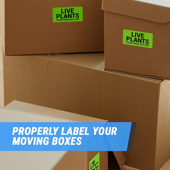 Live Plants Labels (4 x 2 Inch, Green - 300 Labels) - Please Handle with Care for Shipping & Handling Instructions, Warning/Caution Supplies & Shipping Plants Stickers