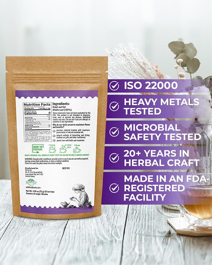 50 Bags Alfalfa Leaf Alfalfa Herb Tea (Medicago Sativa) - 24 Count 2g Tea Bags