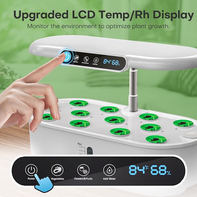 Ahopegarden Hydroponics Growing System: 12 Pods with Smart Env.Detection | Indoor Herb Garden with Full Spectrum LED Grow Light for Growing Vegetables, Herbs and Lettuce - Healthy-Living Enthusiasts