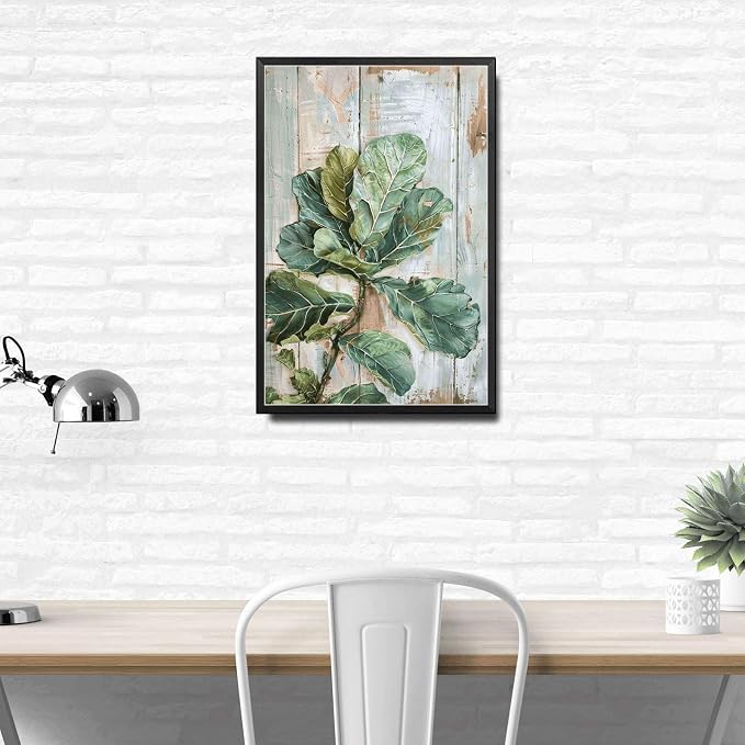 Metal Sign Tin Sign Vintage Wall Art Rustic Elegance Fiddle Leaf Tin Sign for Indoor Plant Lovers Home Decor and Easy Installation Restroom Tin Sign for Restaurant 6×8 Inches with Metal Frame