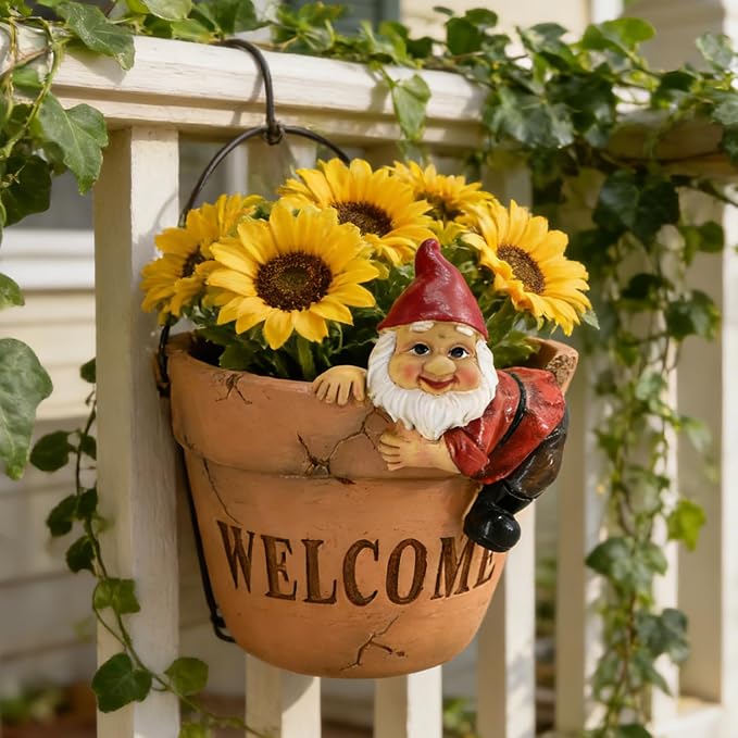 Hanging Planters for Plants with Drainage Decorative Resin Wall Mount Planter Funny Terracotta Plant Pot Rustic for Home Office Decor Cute Indoor Outdoor Pots Balcony Patio Porch