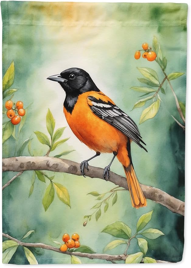Caroline's Treasures Maryland Baltimore Oriole House Flag Large Porch Sleeve Pole Decorative Outside Yard Banner Artwork Wall Hanging, Polyester, House Size, Multicolor