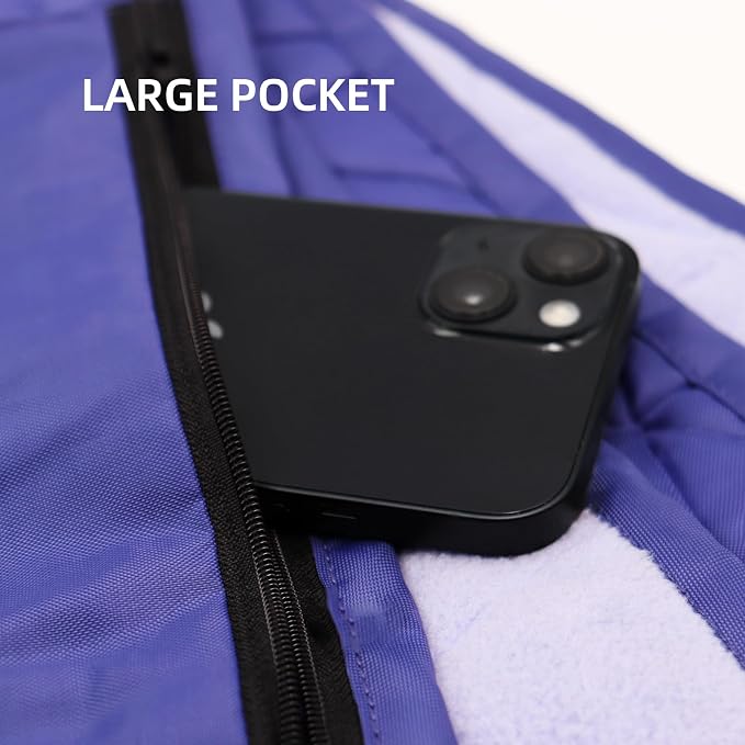 Large Waterproof Outdoor Blanket Thick Fleece 80" x 58" | Windproof Stadium Blanket, Wearable Poncho, Machine Washable for Camping, Car, Pet, Picnics - Purple Hooded