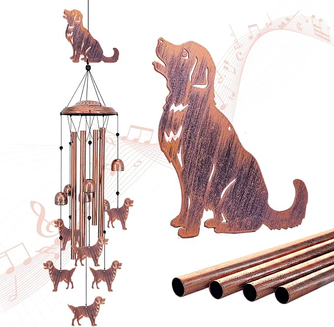 Golden Retriever Dog Wind Chimes for Outside,Dog Gifts for Women Men/Memorial Gift/Birthday Gifts Metal windchimes Outdoors/Indoors,Garden Decor,Patio,Porch,Yard Decorations