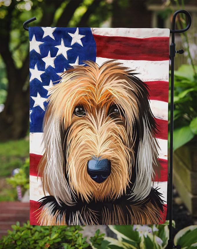 Caroline's Treasures CK6636GF Otterhound Dog American Flag Garden Flag Mailbox Flag Decorative Yard Flag Banner Outside Patio Artwork Yard Flower Beds, Garden Size, Multicolor