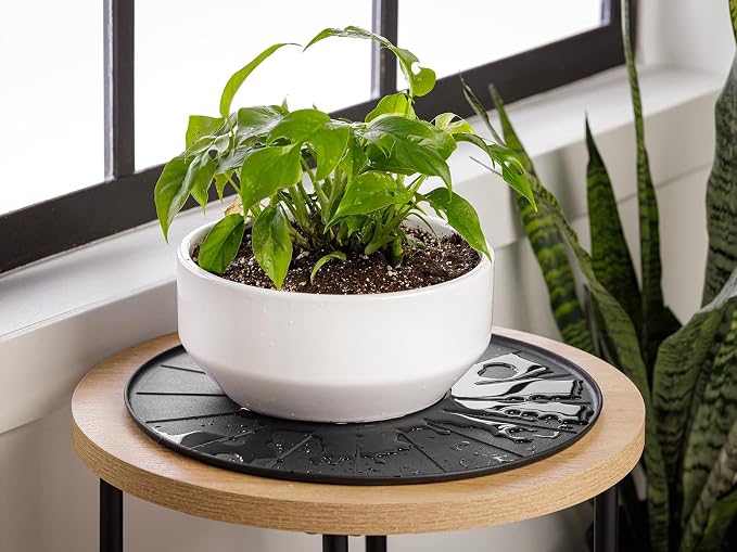 WeatherTech 15" Plant Mats/Coasters - for Floor Protection from Planter Spills, leaks and Soil (8A15CST2PKBK)- Black (2-Pack)