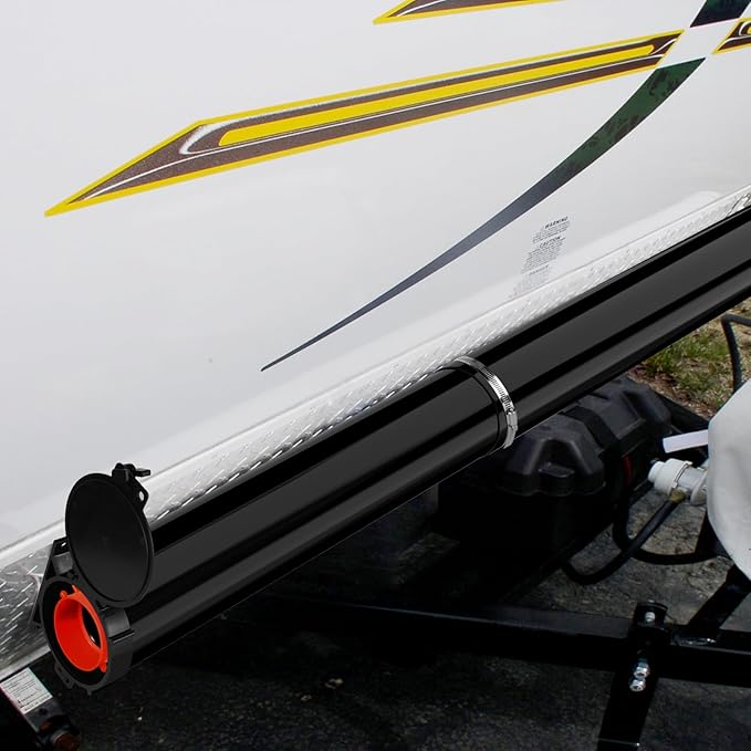 Touri RV Adjustable EZ Hose Carrier TR5094BK with Door Cap and Mounting Screws, 50''-94'', Black, 3 Mounting Tabs Included