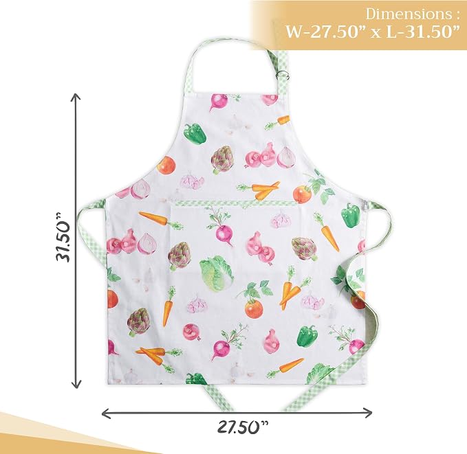 Maison d' Hermine Aprons for women with Pocket 100% Cotton (27.50"x31.50") | Adjustable Neck Strap & long ties Apron Men Chef Wedding Cooking Gardening Server Maid