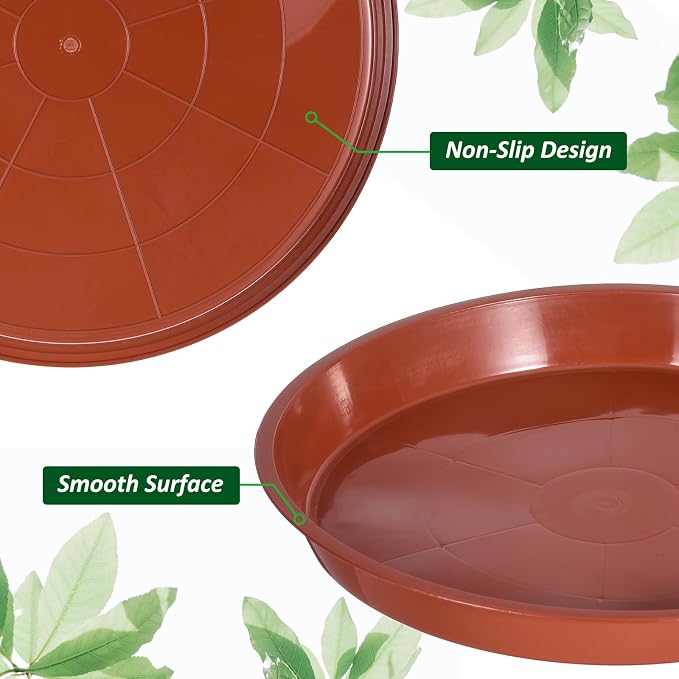 PATIKIL 4 Pack Large Plastic Plant Saucer, 22 Inch Plant Tray for Pots Round Plant Dish Plant Drip Trays Water Tray for Indoors Outdoors Garden, Red