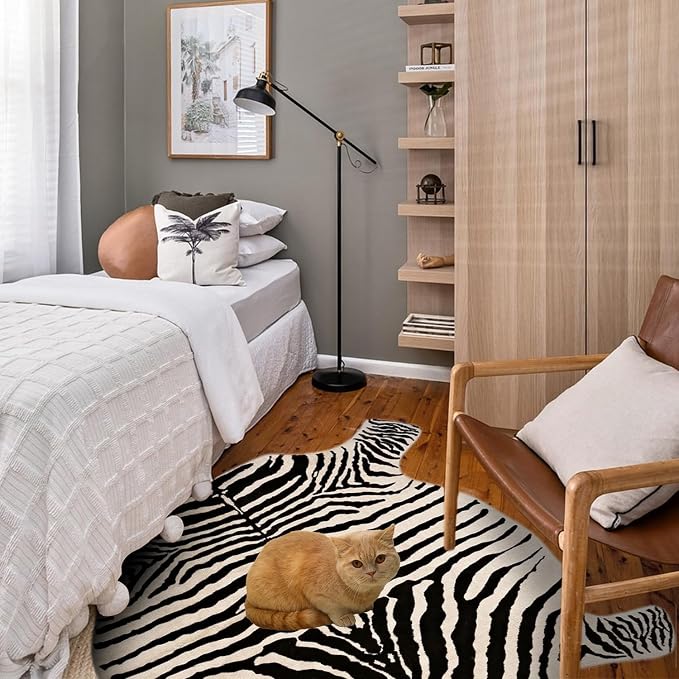 townssilk Area Rug Faux Zebra Print Rug 4.3x4.7 Feet Rug/Mat/Carpets for Home