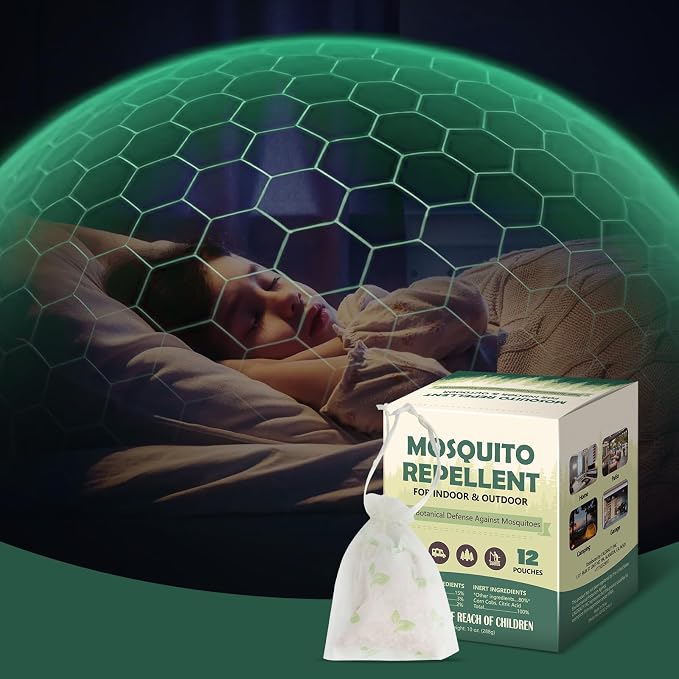 Mosquito Repellent Pouches 12 Pack, Mosquito Control Indoor Outdoor, Mosquito Repellent for Patio, Mosquito Deterrent for Yard Home Fishing Camping | Indoor Outdoor, For Patio, For Yard Home, For Fishing Camping
