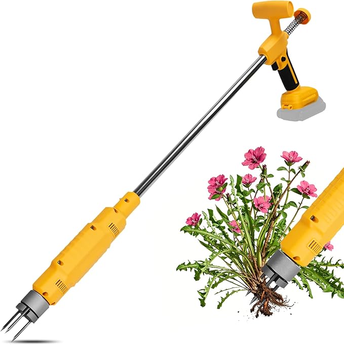 Electric Weed Puller Compatible with Dewalt 20V Battery, Heavy-Duty 3-Claw Steel Root Weeder, Stand up Electric Weeds Pulling Tool for Dandelion Lawn Garden Yard (No Battery)