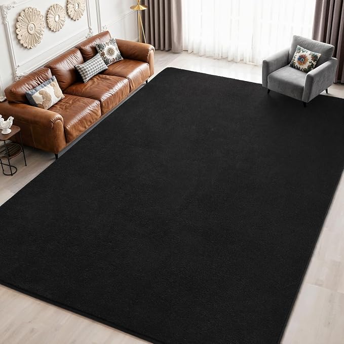 Keeko 6x9 Area Rugs for Living Room,Soft Washable Memory Foam Bedroom Rug | Indoor Throw Rug Low Pile Minimalist Non Slip Carpet for Kids Nursery Classroom Dorm Room Home Decor Black
