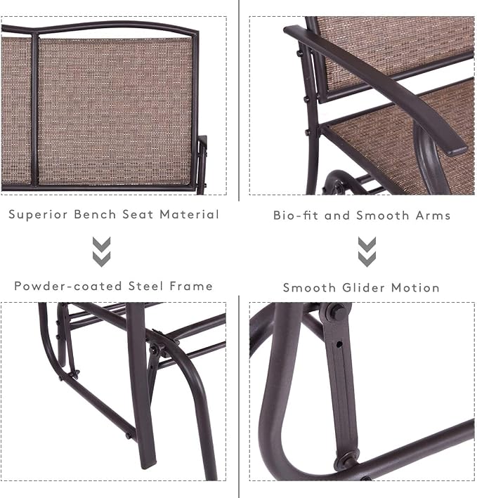 Giantex OP3100-New Patio Glider Bench, Brown 41.5"X28.0"X37"(LXWXH)