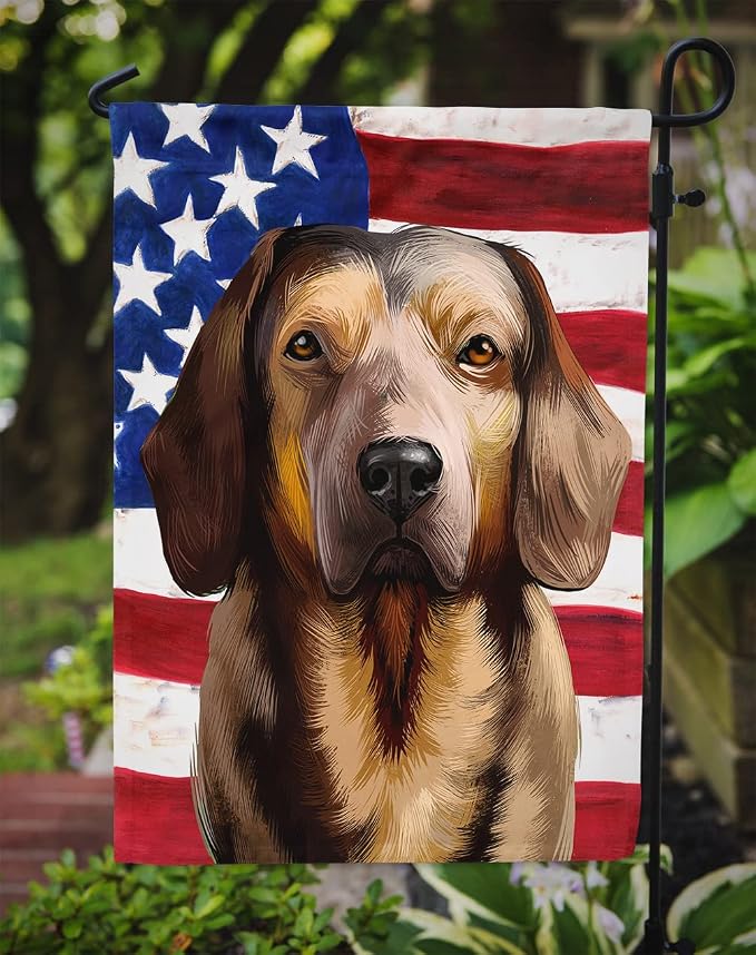 Caroline's Treasures CK6392GF Alpine Dachsbracke American Flag Garden Flag Mailbox Flag Decorative Yard Flag Banner Outside Patio Artwork Yard Flower Beds, Garden Size, Multicolor