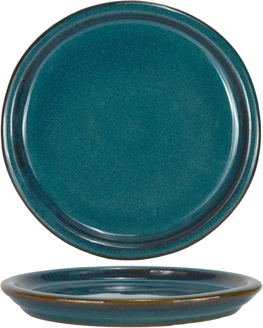 W&W Ceramic Plant Saucer - Plant Trays for Indoor Pots (Teal, 13 inches, 2 Packs)
