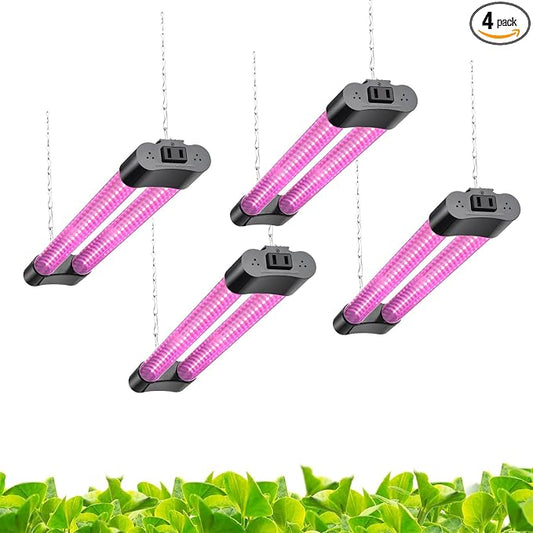 Hlite 16inch LED Grow Lights - Linkable Grow Lights for Indoor Plants | Full Spectrum Plant Lights Plug and Hanging Design with On/Off Switch Hanging Grow Light from Seedling to Flowering, 4 Pack