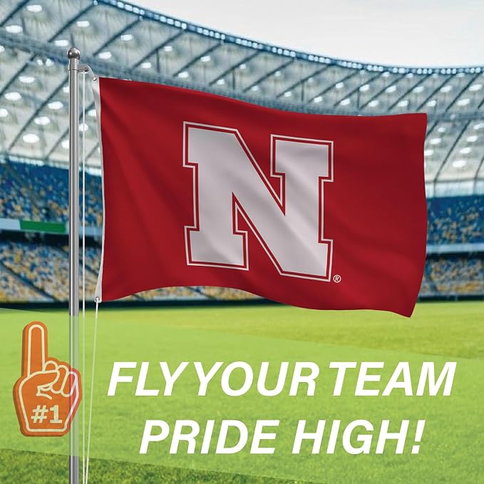 NCAA University of Nebraska Flag with Grommets, 3'x5' Nebraska Cornhuskers Outdoor College Flags & Banners for Garden Patio Indoor Wall Décor