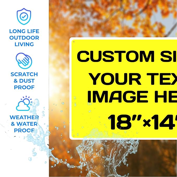 Personalized signs,Aluminum Weatherproof Metal Sign Multiple Sizes Custom Personalized Text And picture Here,hazard sign,garden sign,custom door sign,Customised business signs Yellow 18×14