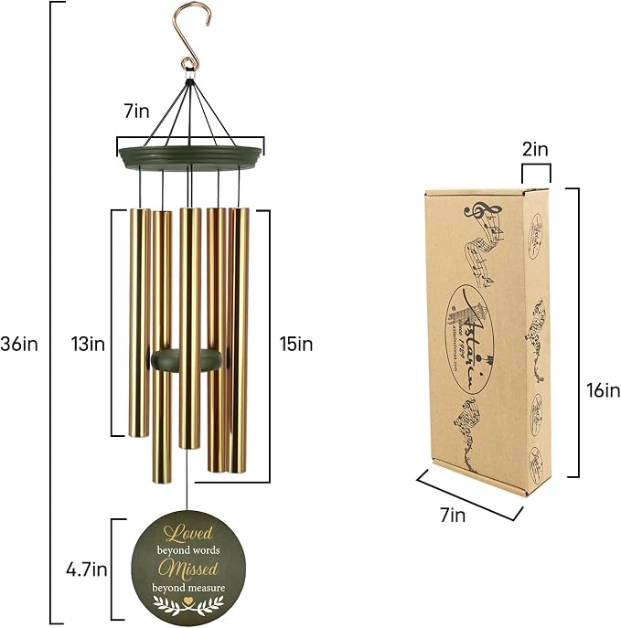 ASTARIN Memorial Angel 36" Wind Chimes, Personalized Name Sympathy Wind Chime, in Memory of Loss Mom Loved One, Large Deep Tone Bereavement Windchimes for Outside Clearance(Produced in Texas)