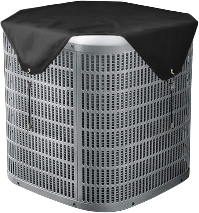 Qualward Air Conditioner Covers for Outside Units, AC Cover for Outdoor Central Unit Top Heavy Duty Water-Resistant Fits Up to 28 x 28 Inch, Black