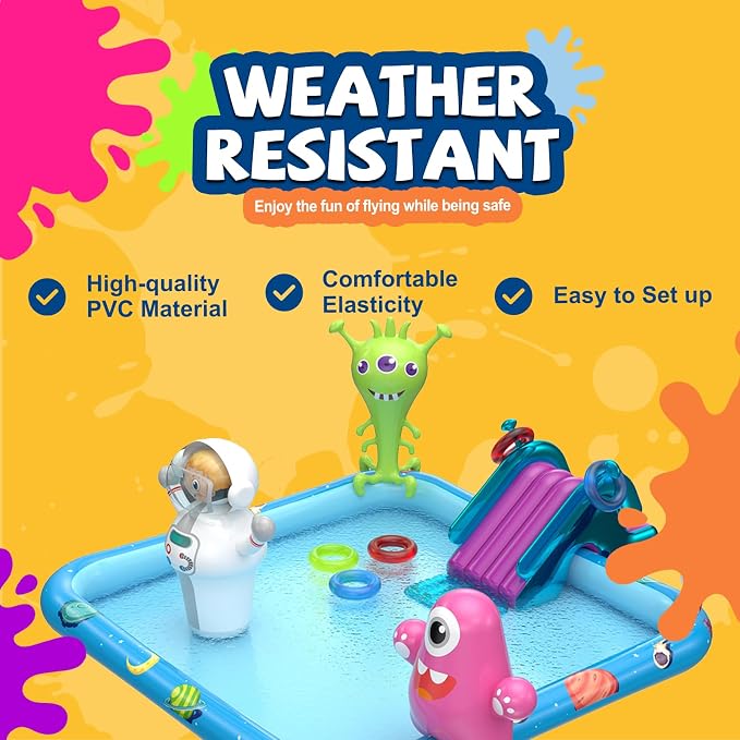 DIMAR GARDEN Inflatable Kids Swimming Pool Water Slide, Blow Up Spray Pool Play Center