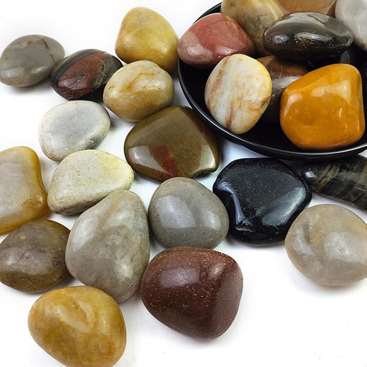 10LB Mixed Color River Rocks - 2-3 inch High Polished Decorative Pebbles, Stones for Landscaping, Natural River Rocks for Outdoor Décor, Plants,Vase Filler,Fish Tank