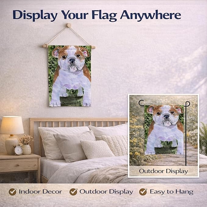 Caroline's Treasures SS8735GF English Bulldog Garden Flag Mailbox Flag Decorative Yard Flag Banner Outside Patio Artwork Yard Flower Beds, Garden Size, Multicolor