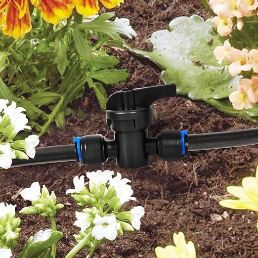 20 Pack 1/4" Drip Irrigation Shut Off Valve, Quick Connect Universal Drip Irrigation Tubing Coupling Valve, Connector Locking Fitting for Sprinkler or Drip Irrigation System Parts & Connectors