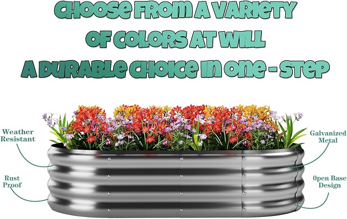 ZFHgarden Galvanized Metal Planter Raised Garden Bed Kit for Gardening Outdoor，4x2x1ft 2 Planter Grow Garden Box Raised Flower Bed，Long Vegetable Clearance Herb Raised Garden Beds for Gardening White