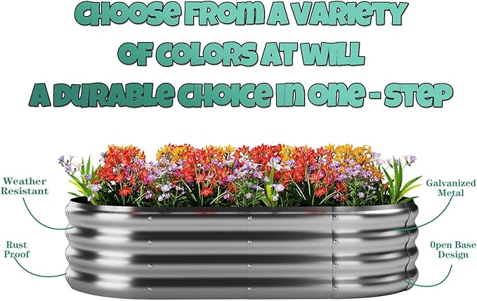 ZFHgarden Metal Planter Garden Flower Bed Raised Beds for Gardening Galvanized 4x2x1ft Galvanized Garden Bed