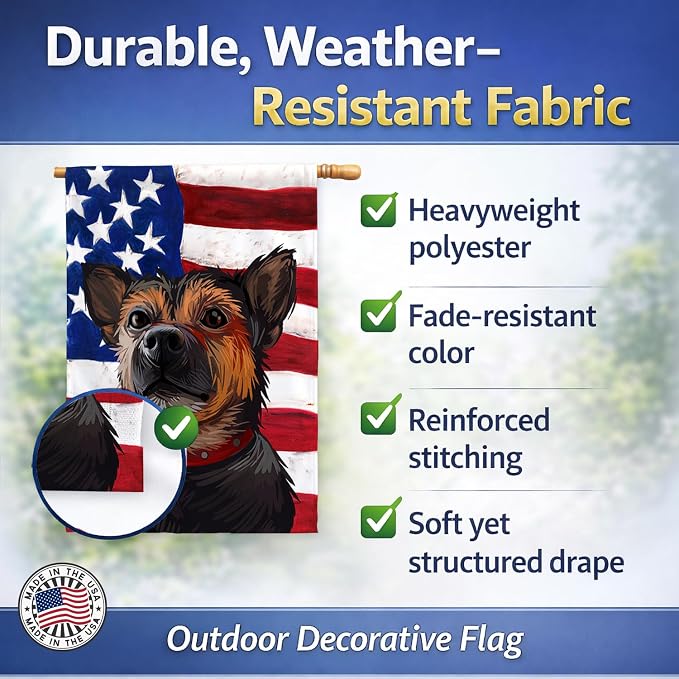 Caroline's Treasures CK6673CHF Murcian Ratter Dog American Flag House Flag Large Porch Sleeve Pole Decorative Outside Yard Banner Artwork Wall Hanging, Polyester, House Size, Multicolor