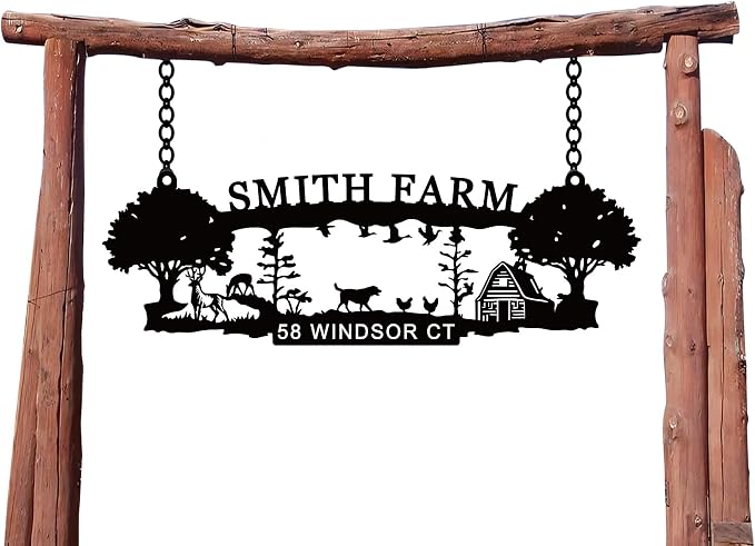 Custom Ranch Signs, Personalized Farm Large Outdoor Decor, Farm sign with animal figures, Ranch Farm Barn Sign, Entrance Gate Sign, Address Sign, Christmas Gift, Farmer Gift