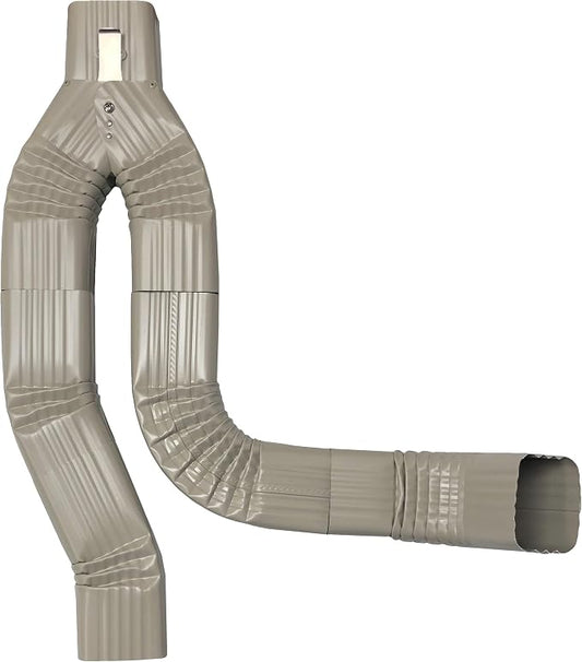Aluminum 3x4 Offset Downspout Diverter for Rain Barrels | Made in The U.S.A. | Includes Screws & Instructions (Clay)