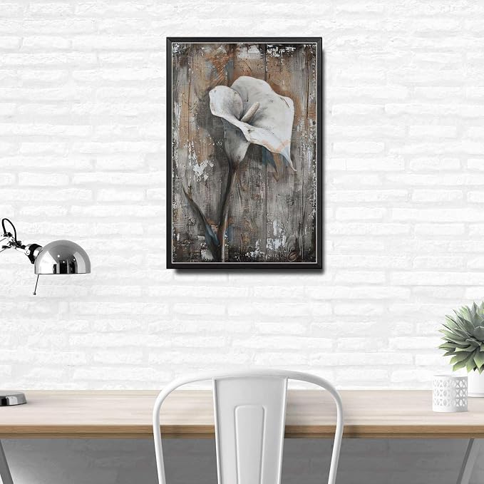 Metal Sign Tin Sign Vintage Wall Art Antique Elegance Calla Lily Tin Sign for Shabby Chic Interiors Rustic Charm and Corrosion Resista Tin Signs for Women for Pub 6×8 Inches with Metal Frame